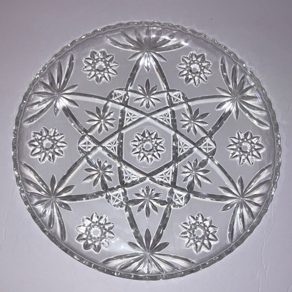 Vintage Clear Glass Decorative Serving Plate 13‎ 1/2 inch diameter